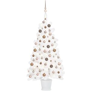 vidaXL Árbol de Navidad preiluminado con luces y bolas blanco 90 cm