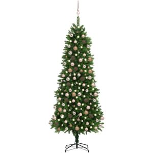 vidaXL Árbol de Navidad artificial con luces y bolas verde 240 cm