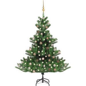 vidaXL Árbol de Navidad abeto Nordmann con LEDs y bolas verde 210 cm