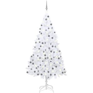 vidaXL Árbol de Navidad preiluminado con luces y bolas blanco 240 cm