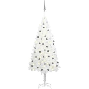 vidaXL Árbol de Navidad preiluminado con luces y bolas blanco 180 cm