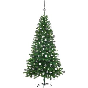 vidaXL Árbol de Navidad preiluminado con luces y bolas verde 150 cm