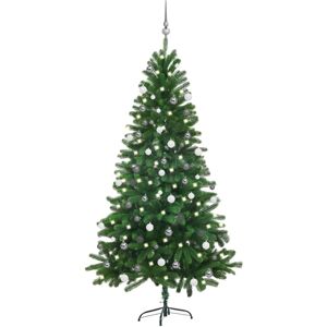 vidaXL Árbol de Navidad preiluminado con luces y bolas verde 180 cm