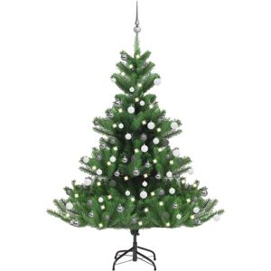 vidaXL Árbol de Navidad abeto Nordmann con LEDs y bolas verde 150 cm