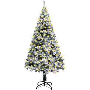 vidaXL Árbol de Navidad artificial verde con luces y nieve 240 cm