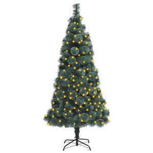 vidaXL Árbol de Navidad artificial con luces PVC&PE verde 120 cm