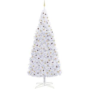 vidaXL Árbol de Navidad preiluminado con luces y bolas blanco 400 cm