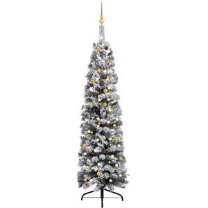 vidaXL Árbol de Navidad preiluminado con luces y bolas verde 210 cm