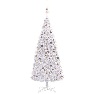 vidaXL Árbol de Navidad preiluminado con luces y bolas blanco 400 cm