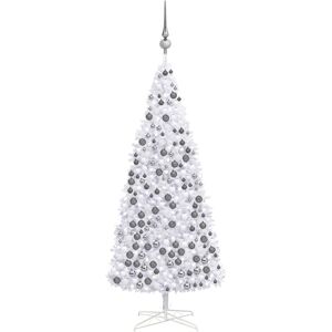 vidaXL Árbol de Navidad preiluminado con luces y bolas blanco 400 cm