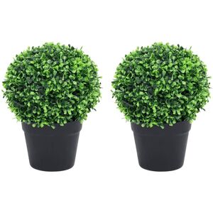 vidaXL Plantas de boj artificial 2 uds forma bola maceta verde 32 cm