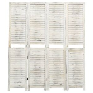 vidaXL Biombo de 4 paneles madera blanco envejecido 140x165 cm