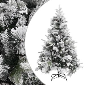 vidaXL Árbol de Navidad con nieve flocada y piñas PVC y PE 150 cm
