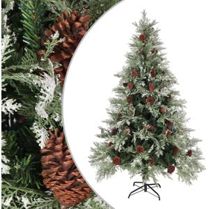 vidaXL Árbol de Navidad con piñas verde y blanco PVC y PE 120 cm