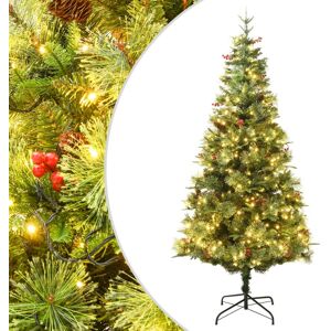 vidaXL Árbol de Navidad con luces y piñas PVC PE verde 120 cm