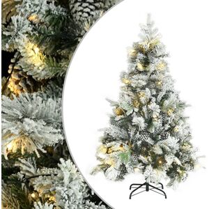 vidaXL Árbol de Navidad con nieve, luces LED y piñas PVC y PE 150 cm