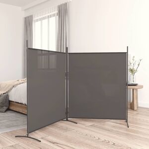 vidaXL Biombo divisor de 2 paneles de tela gris antracita 348x180 cm