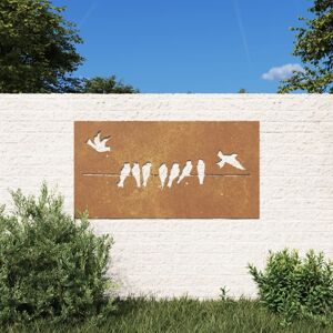 vidaXL Adorno de pared de jardín acero corten diseño pájaros 105x55 cm