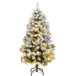 vidaXL Árbol de Navidad artificial con bisagras 150 LED y bolas 150 cm