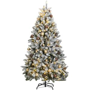 vidaXL Árbol de Navidad artificial con bisagras 300 LED y bolas 180 cm