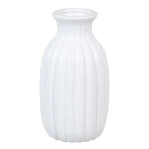 LOLAhome Jarrón acanalado de cerámica blanco de Ø 14x27 cm