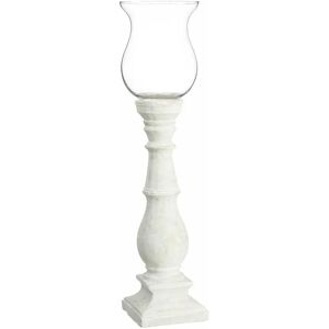 LOLAhome Portavelas de columna blanco de cristal y cemento de Ø 20x80 cm