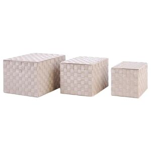 LOLAhome Set de 3 cajas de polipropileno multiusos trenzadas beige