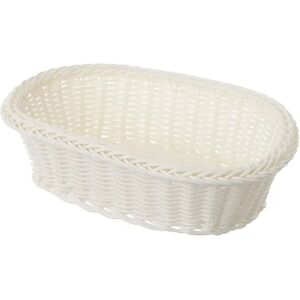 LOLAhome Cesta de polietileno blanca trenzada oval de 25x16x7 cm