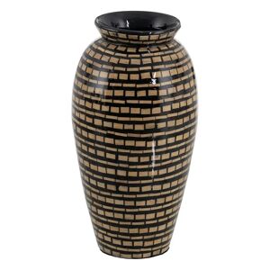 LOLAhome Jarrón tinaja mosaico negro y natural de bambú de Ø 21x40 cm