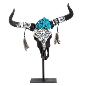 LOLAhome Figura cabeza búfalo de resina negra de 59x19x80 cm