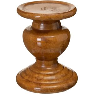 LOLAhome Portavelas pedestal marrón de cerámica de Ø 11x13 cm