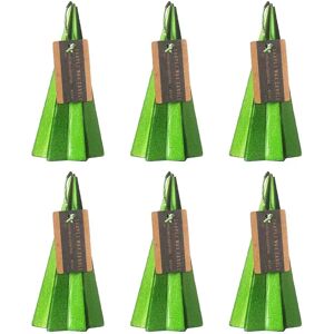 LOLAhome Set de 6 velas de Navidad pirámide verde metalizado de parafina de Ø 5,5x11 cm