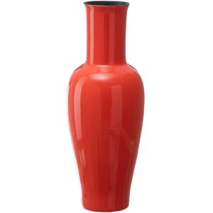 LOLAhome Jarrón florero de cerámica rojo naranja de Ø 21x52 cm