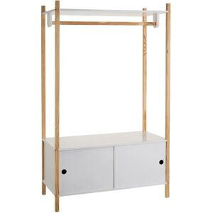 LOLAhome Perchero zapatero de 2 puertas blanco de madera de pino de 80x40x136 cm