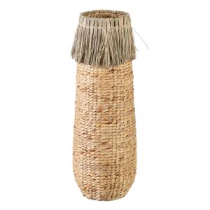 LOLAhome Florero trenzado con flecos de fibra natural de Ø 23x82 cm