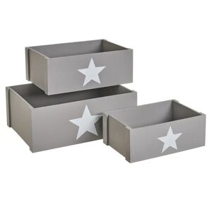 LOLAhome Set de 3 cajas juguetero de madera grises