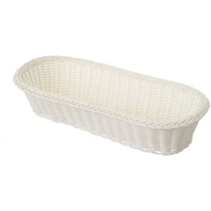 LOLAhome Cesta de polietileno blanca trenzada oval de 30x15x8 cm