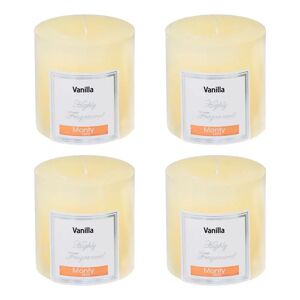 LOLAhome Set de 4 velas perfumadas cilíndricas beige de parafina aroma vainilla de Ø 7x7 cm