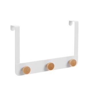 LOLAhome Percha de puerta con 3 colgadores blanca de madera y metal de 30x20 cm