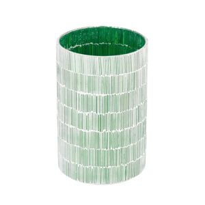 LOLAhome Florero cilíndrico de cristal verde de 20x13x13 cm