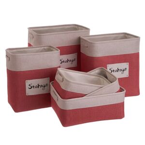 LOLAhome Set de 6 cestos y cestas de poliéster coral con asas