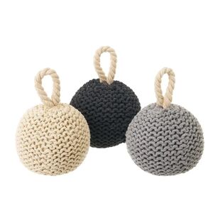 LOLAhome Set de 3 topes de puerta bola de cuerda y gravilla de Ø 16x14 cm