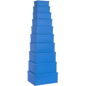 LOLAhome Set de 10 cajas organizadoras de cartón forradas con papel azul oscuro