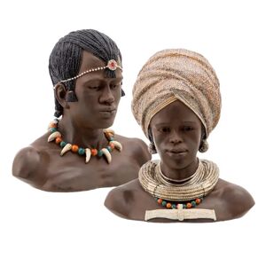 LOLAhome 2 figuras de africanos de resina marrón