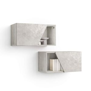 Mobili Fiver Par de armarios suspendidos Emma 70 con puerta hacia arriba, color cemento gris