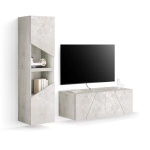 Mobili Fiver Composición de pared Emma para salón 2, color cemento gris, 150x44x139 cm