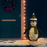 vidaXL Pingüino de Navidad decorativo con LED tela lujosa 120 cm