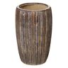 LOLAhome Jarrón rayas cerámica marrón de Ø 16x25 cm