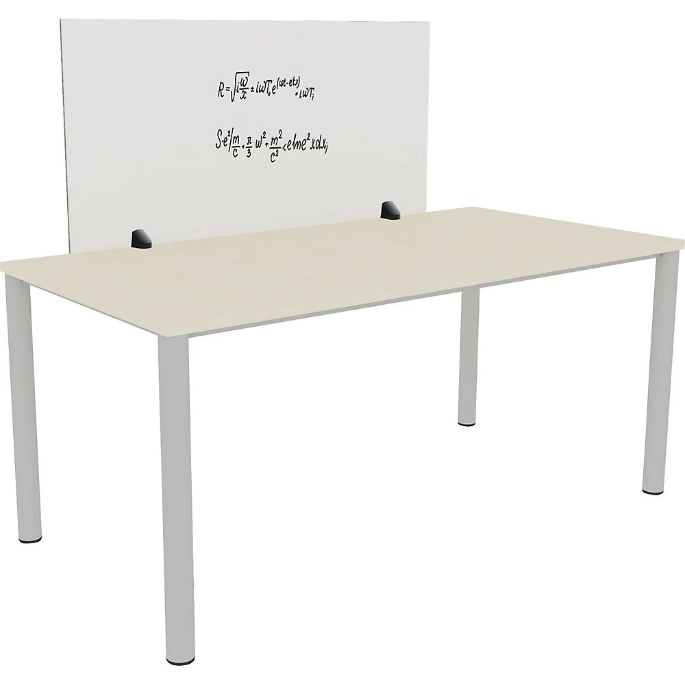 kaiserkraft Pared separadora sobre la mesa para puesto de trabajo individual, superficie esmaltada y de fieltro de PET, blanco / gris, anchura 1200 mm