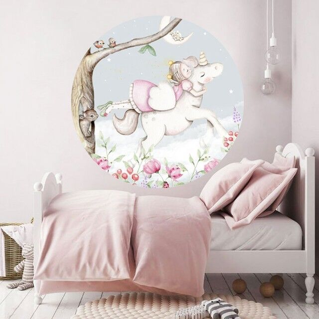 imda Vinilo infantil "Luciérnaga y Unicornio" (Vinilos: Diámetro de 150cm)